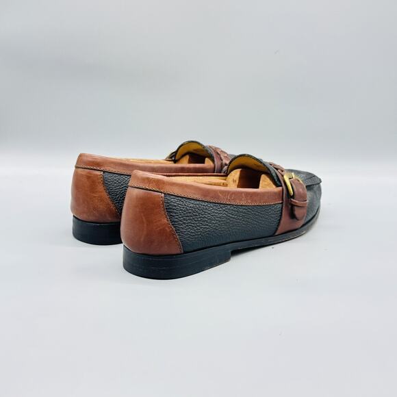 Cole Haan Shoes Mens 8.5 Black Leather City Monk Strap Loafers Fringe Buckle main image 9